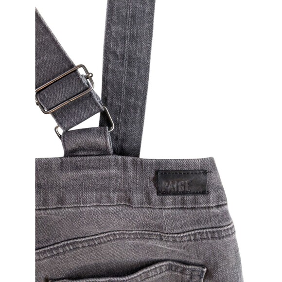 Paige Denim Suspender Overall Jeans Women's 26 Gray Stretch Cotton Hipster - Picture 8 of 10